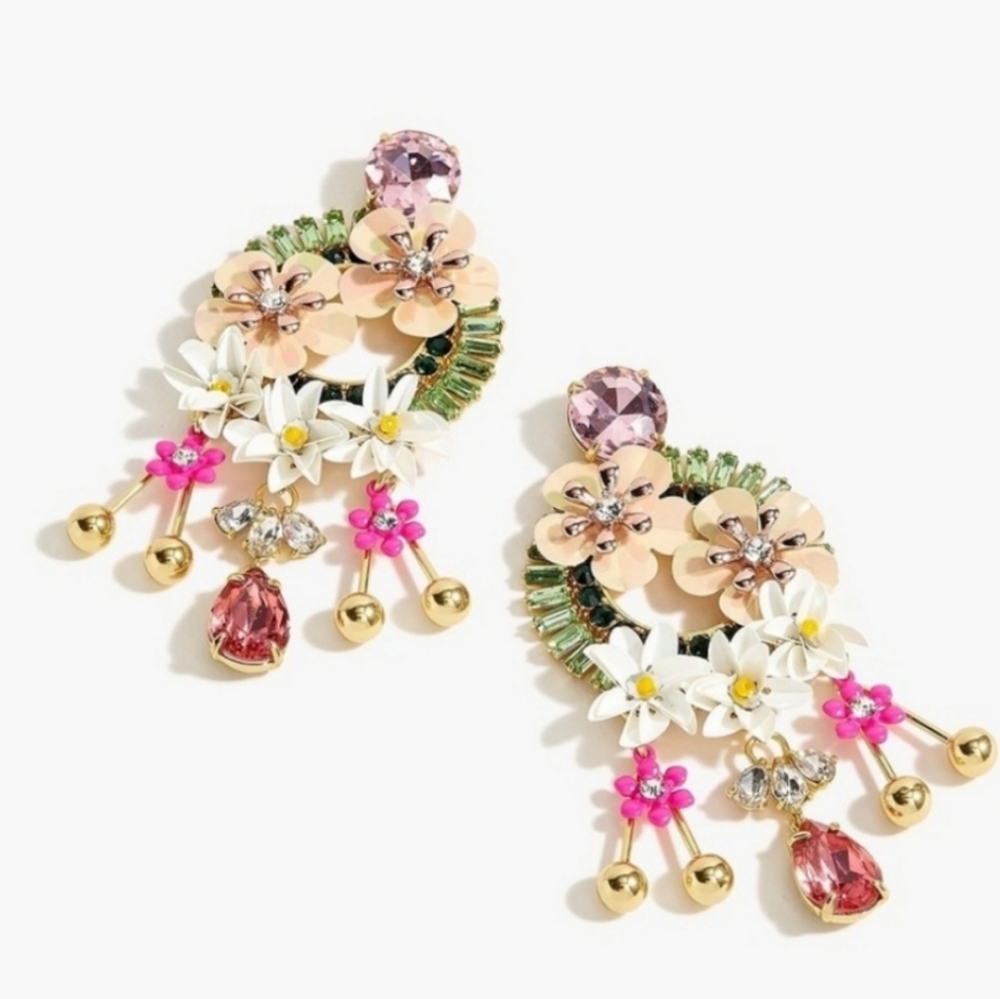 J. Crew Chandelier Style "Into the Wilderness" Sequin Floral Statement E… - Picture 9 of 10